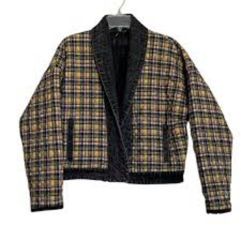 Blank NYC Black Denim and Plaid Jacket